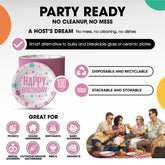 9 In. Pink Birthday Print Paper Plates | 100 Count